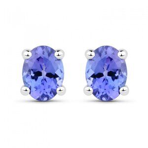 Beautiful Womens Solid 14K White Gold 0.40 CTW Tanzanite Designer Earrings